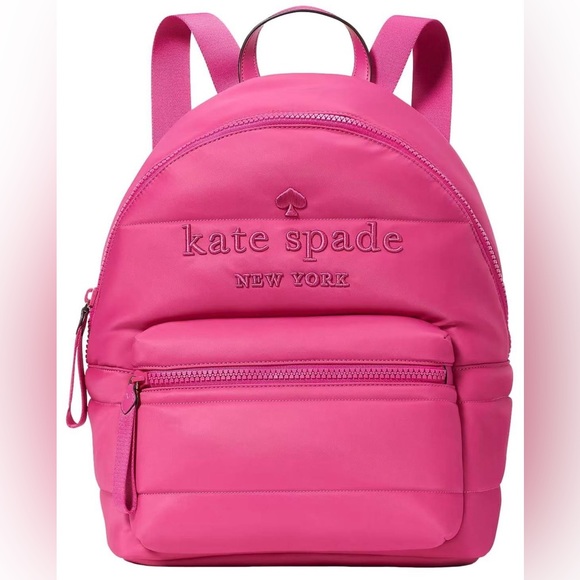 NWT Kate Spade New York Ella Large Puffy Backpack Embroidered Logo Pink Kate Spade Puffy Ella backpack Like new | Mercari main image 4